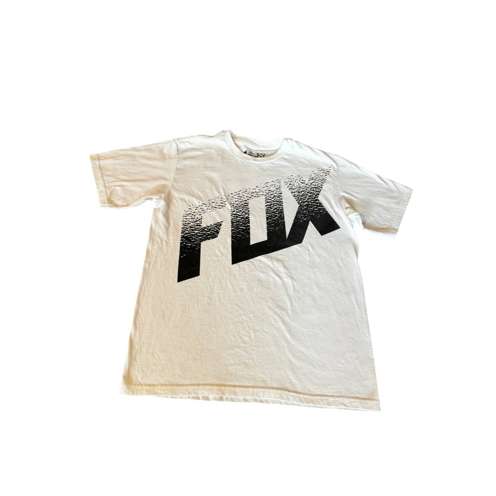 Fox Racing Mens Graphic T-Shirt White Black Logo Halftone Print Large 3220